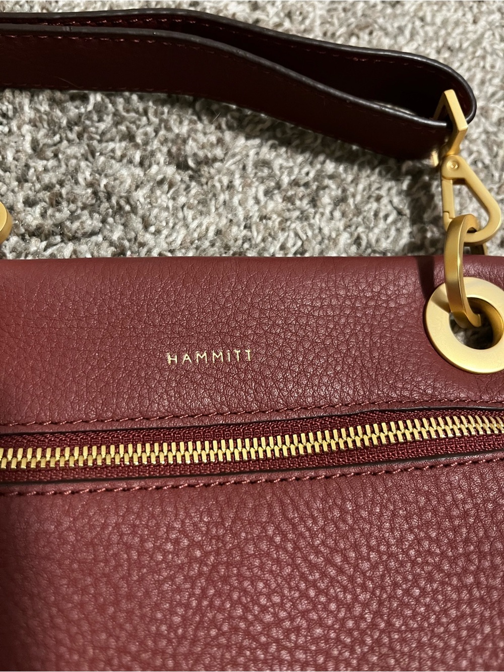 Hammitt Tony Small Maroon Burgundy Gold Hardware Crossbody - Picture 3 of 11